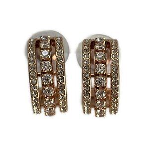 Auth SWAROVSKI - Gold Clear Hardware Swarovski Crystal Earrings